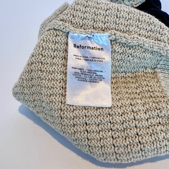 REFORMATION Cotton Knit Crochet Top in Black and Tan. Size M - Picture 6 of 6